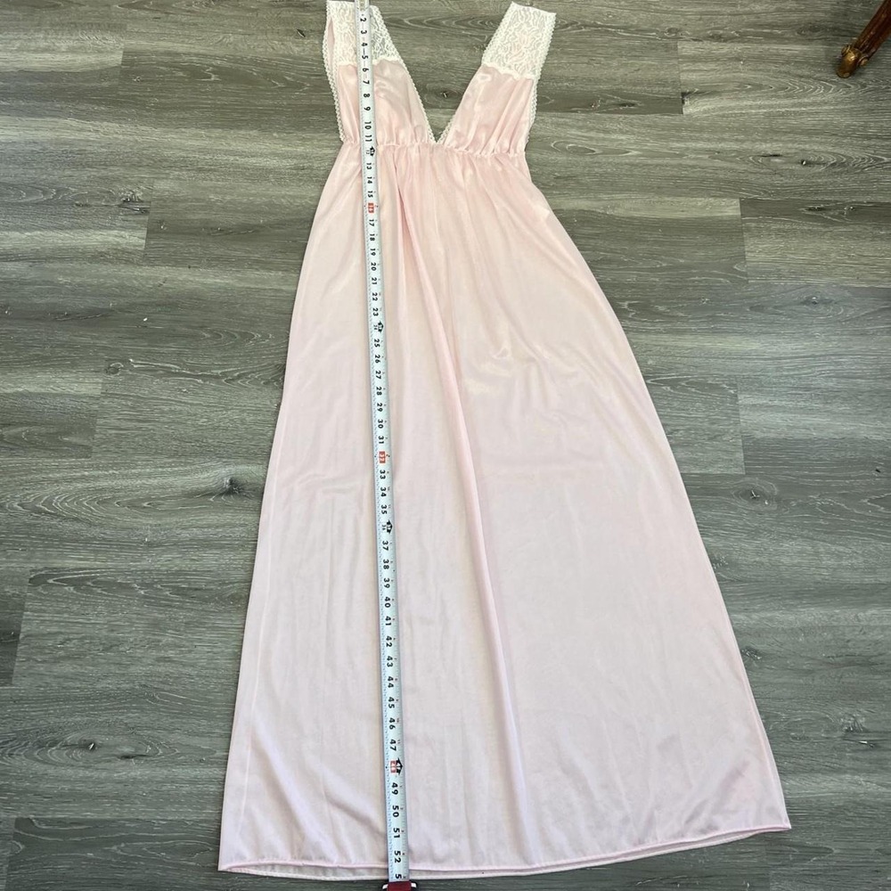 Vintage Pink Lace Trim Embroidered Nightgown - Size L - Picture 7 of 8